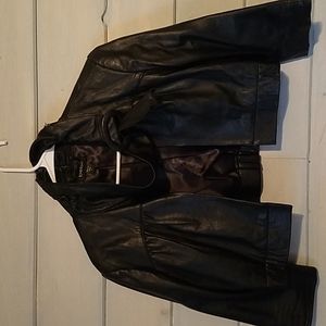 Crop leather jacket, Bebe brand, fully lined, size Small.